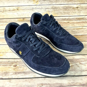Lauren Ralph Lauren Womens Navy Blue Suede Lace Up Sneakers 10